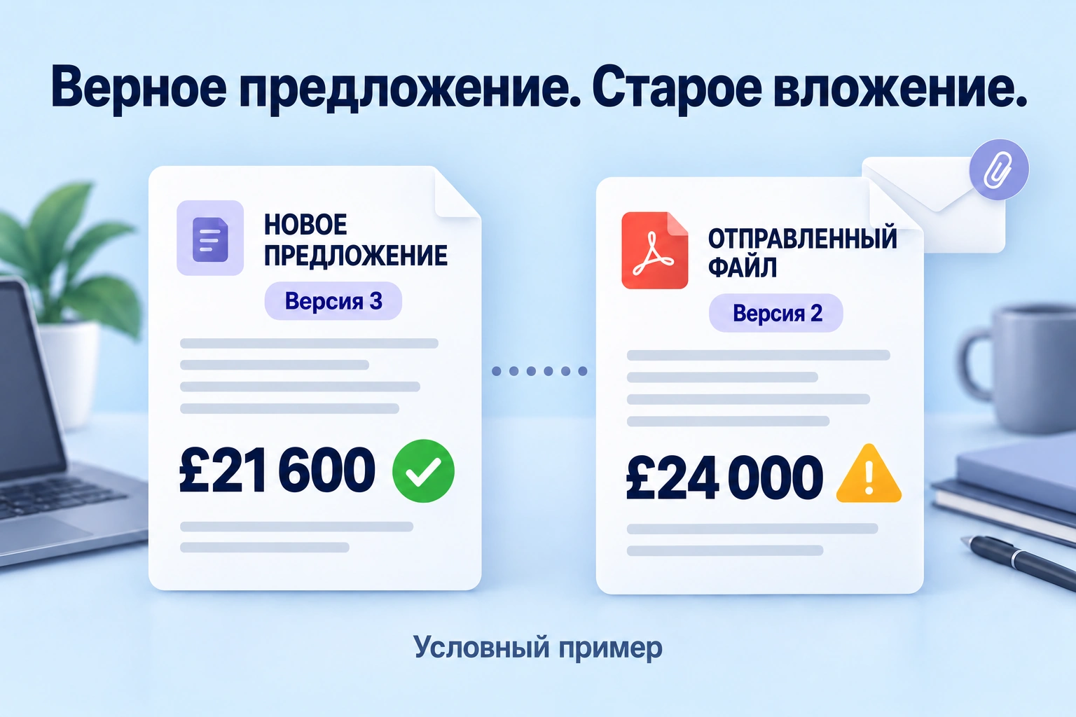 Новое предложение — версия 3 за £21 600, но во вложении отправлена версия 2 за £24 000.